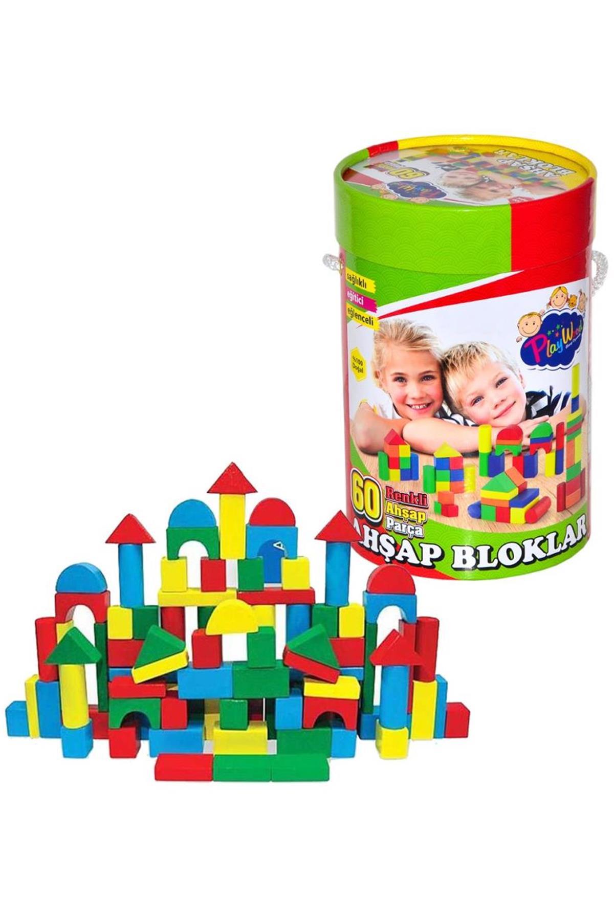 Boxed 60 Piece Colorful Wooden Blocks