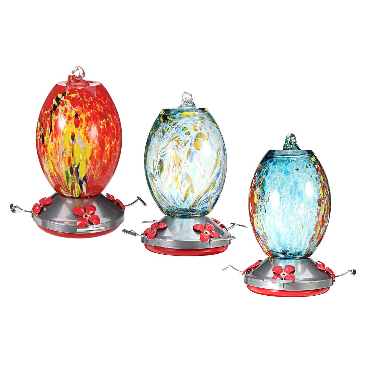 Bird Feeder Hummingbird Feeder Bird Perch For Outdoors Patio Hand Blown Glass Hummingbird Feeder