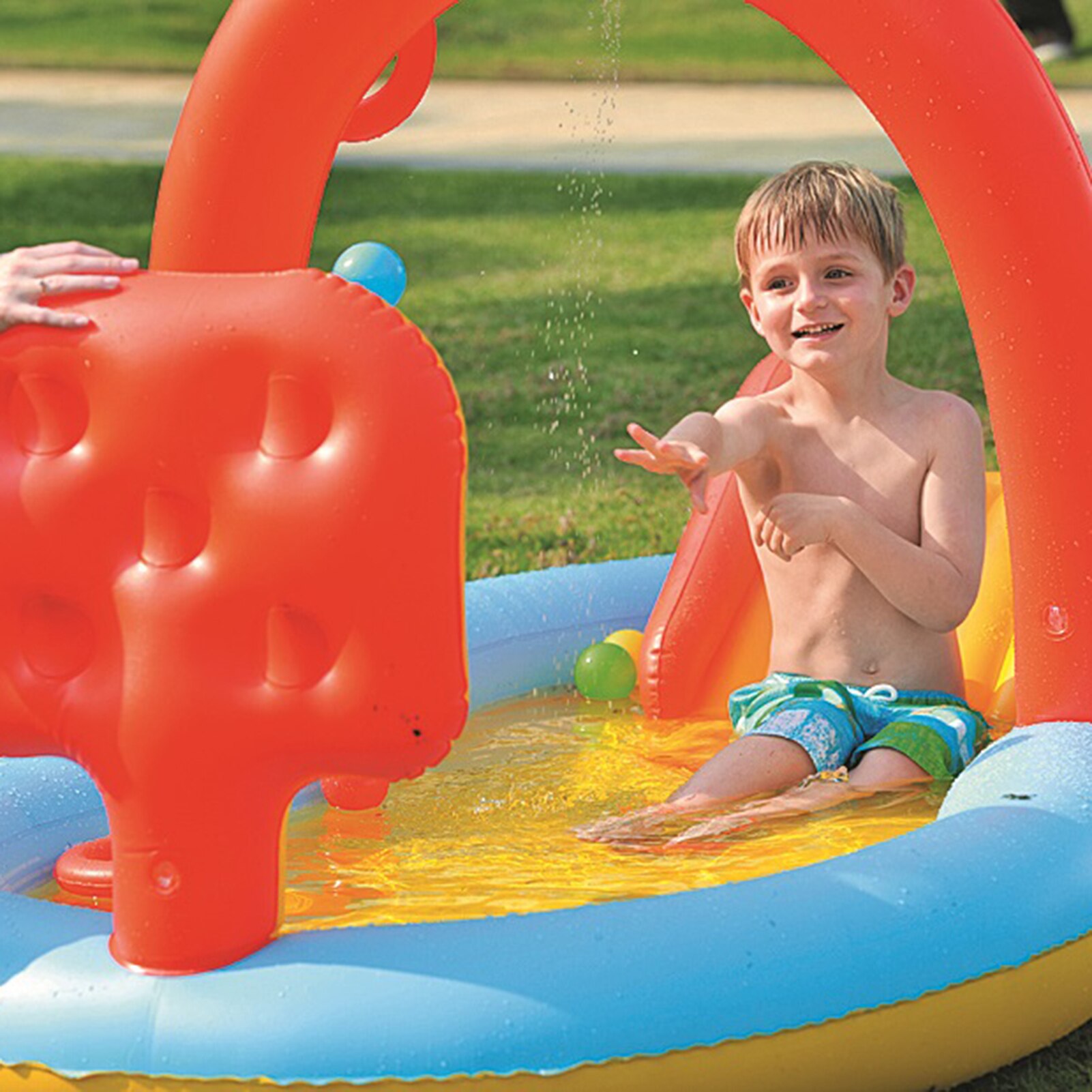 Opblaasbaar Zwembad Voor Kid Sliding Zwembad Sprinkler Water Speelgoed Kinderen Thuis Peuterbad Met Oceaan Bal En Ferrule