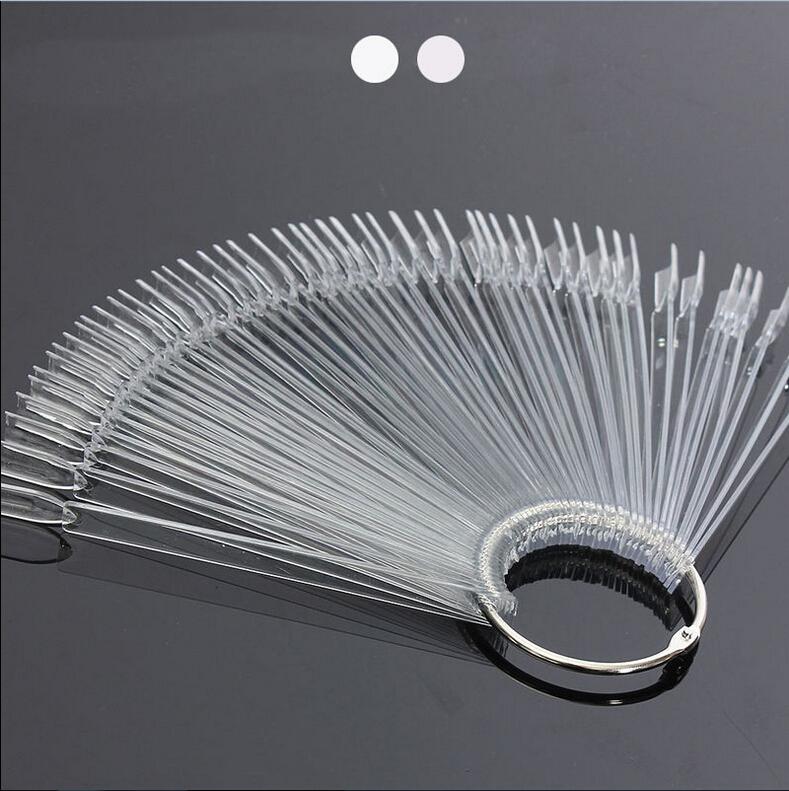 50 Pcs/Lot White Transparent False Nail Art Tips Sticks Polish Display Fan Practice Tool Board Nails Tools
