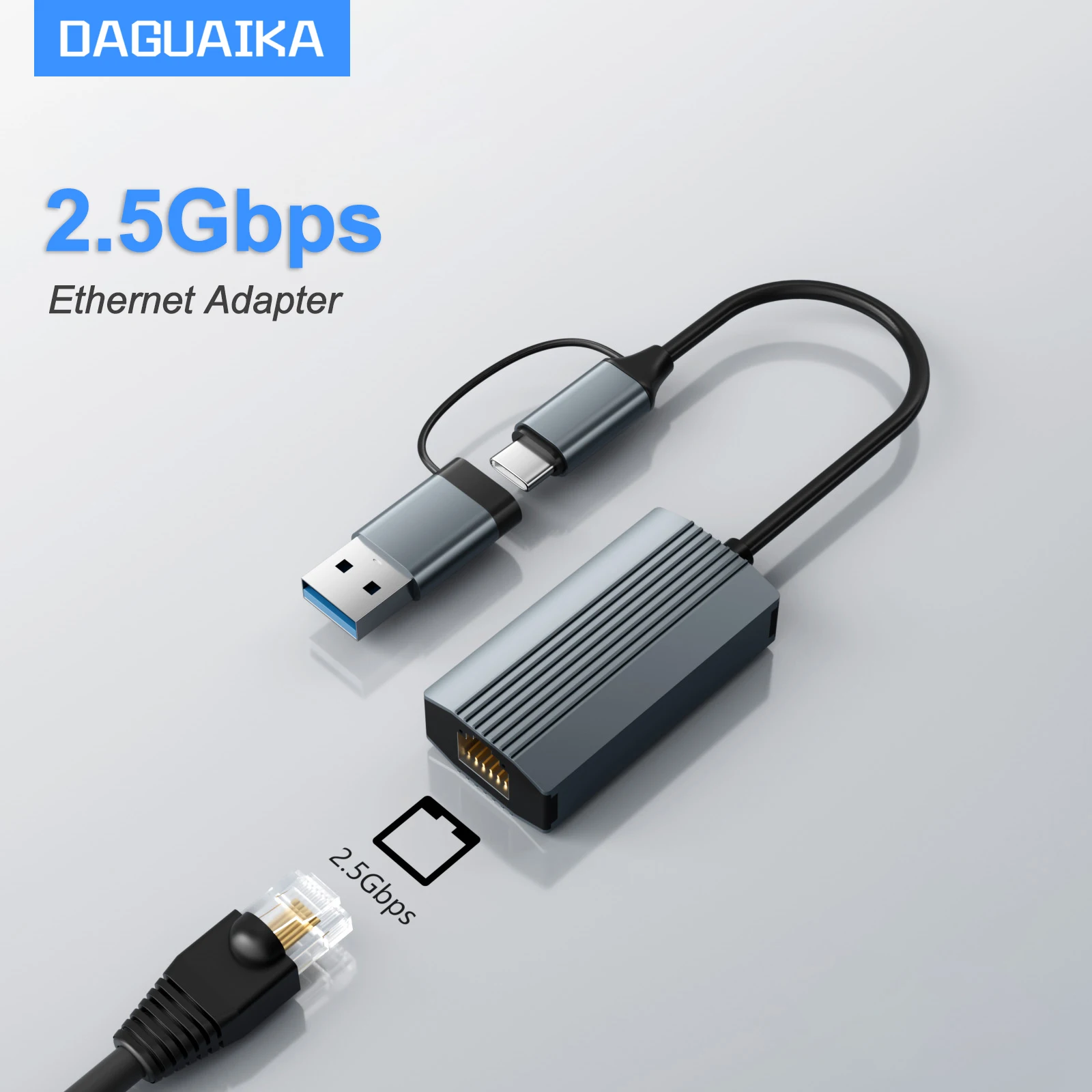 Adattatore Ethernet 2.5G - USB 3.0 e Tipo C - Scheda LAN RJ45 2500Mbps - per Laptop PC NAS Server