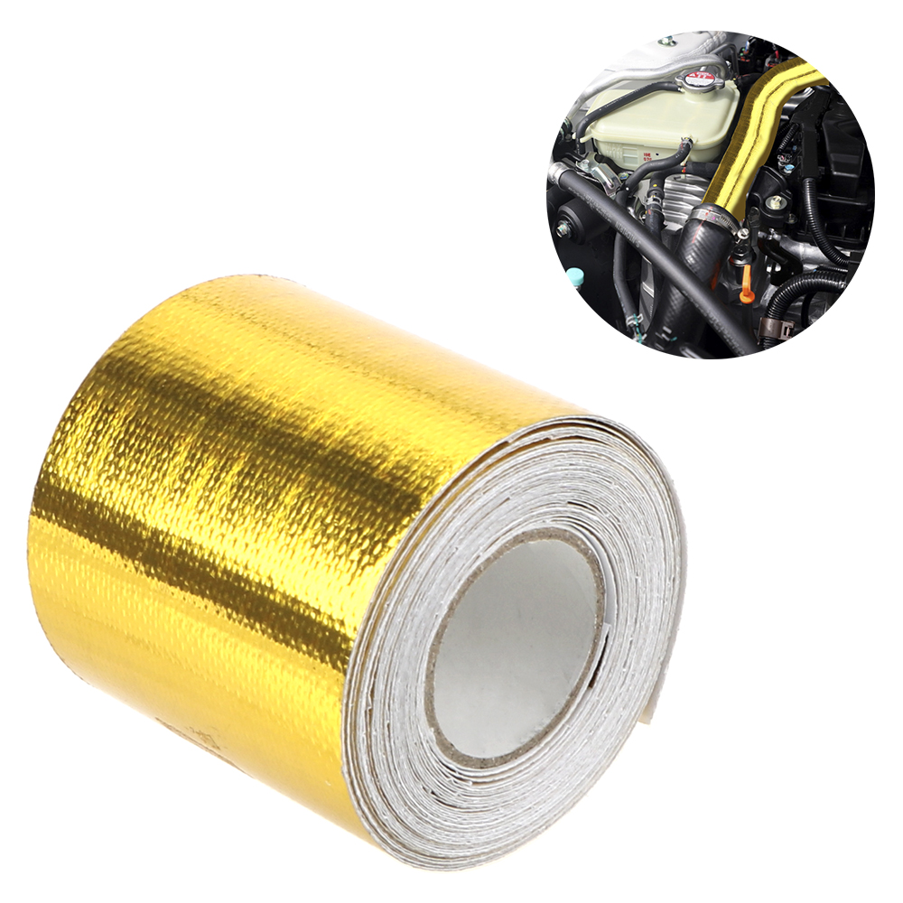 Leepee 5Cm * 5M Gold Hoge Temperatuur Weerstand Isolatie Zelfklevende Tape Auto Accessoires Intake Buis Aluminiumfolie tape