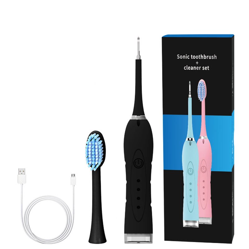 Haushalt Zahnstein Entferner Elektrische Zahnstein Entferner Zahnstein Ultraschall Bleaching USB Aufladbare Zahn Reiniger Tragbare: A-BLACK
