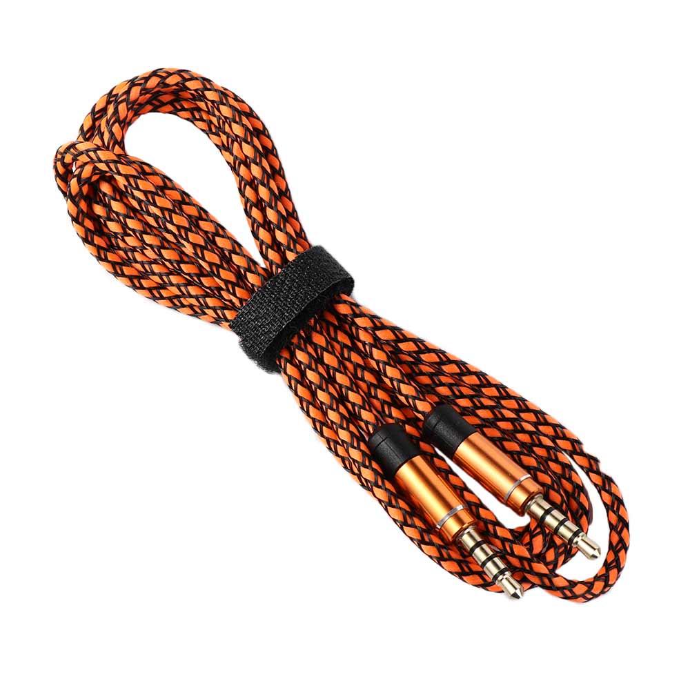 Cable de altavoz trenzado de nailon auxiliar, Cable adaptador de Audio tejido de nailon estéreo, Cable de extensión para auriculares, Cable de Audio de 3,5mm, Cable auxiliar para coche: Grey