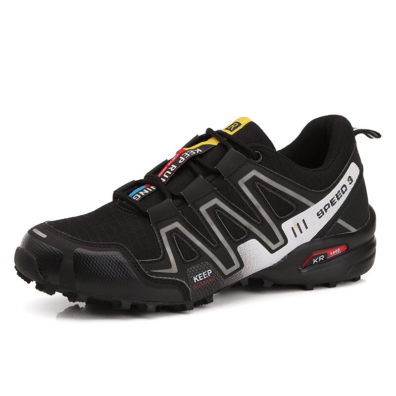 Golfsko til mænd størrelse 39-47 slidstærke skridsikre mænd golfsko snøre gummi gym sneakers: Sort hvid / 6.5