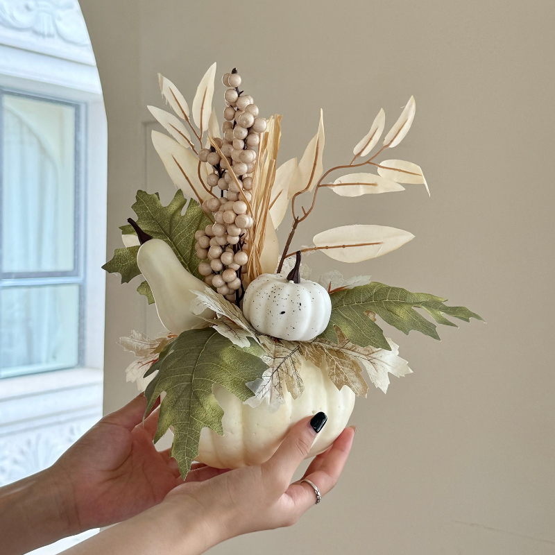 1pc halloween-dekorationer pumpaprydnader konstgjorda pumpor lönnlöv höstfest skördefestival höst heminredning rekvisita