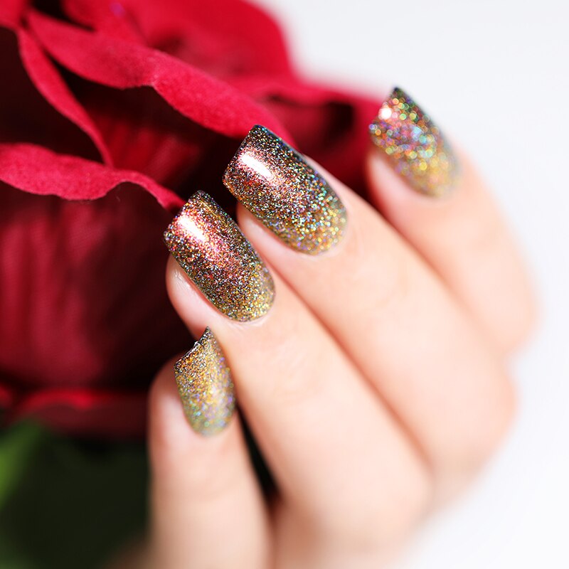 GEBOREN ZIEMLICH 6ml Pfau Holographische Nagellack nagel Wirkung Lange Anhaltende Nagellack glänzend funkeln Pailletten Nagel Kunst Mangel
