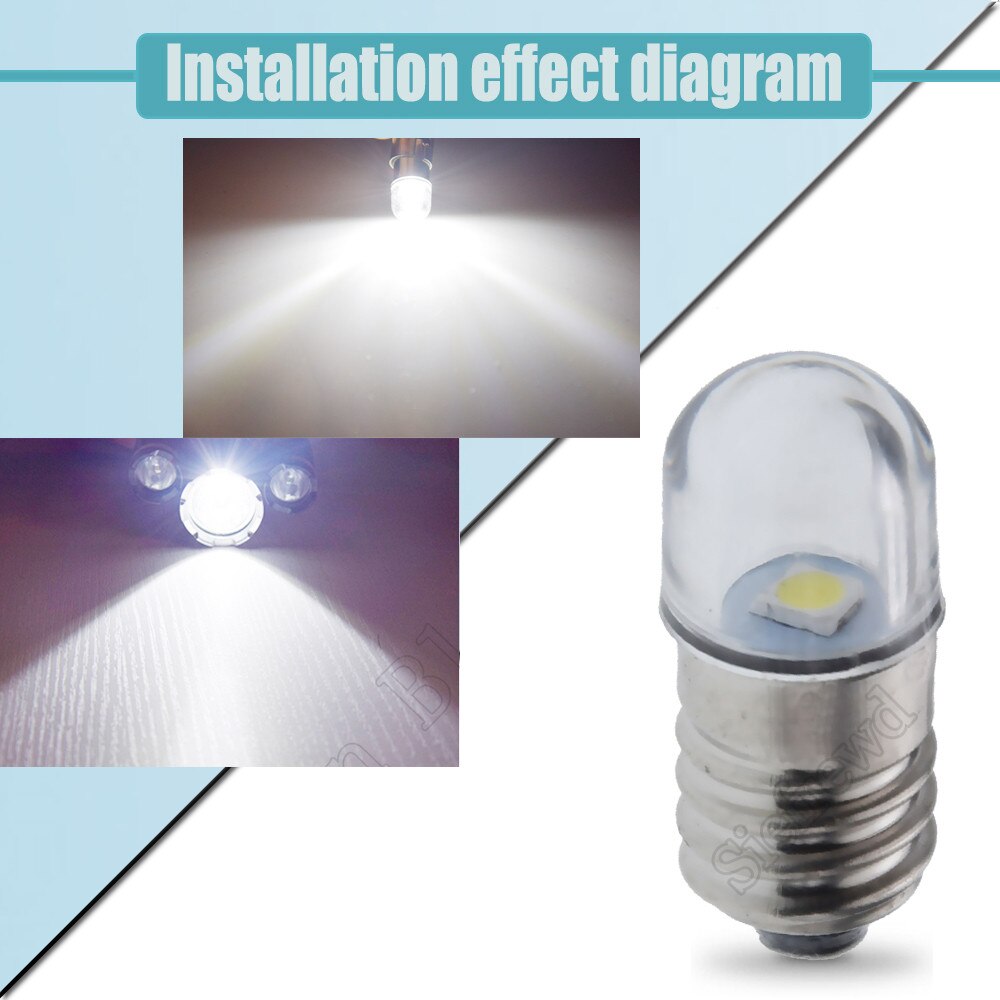 Ampoule LED E10 3V 6V 12V 24V, blanc 2835, 4 pièces, vis miniature, lampe de remplacement, torche pour vélo, bricolage