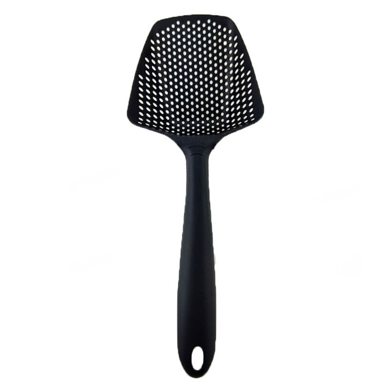Cocina palas verduras cuchara colador Nylon cuchara espumadera, colador freír alimentos filtro de malla de alta temperatura: Black