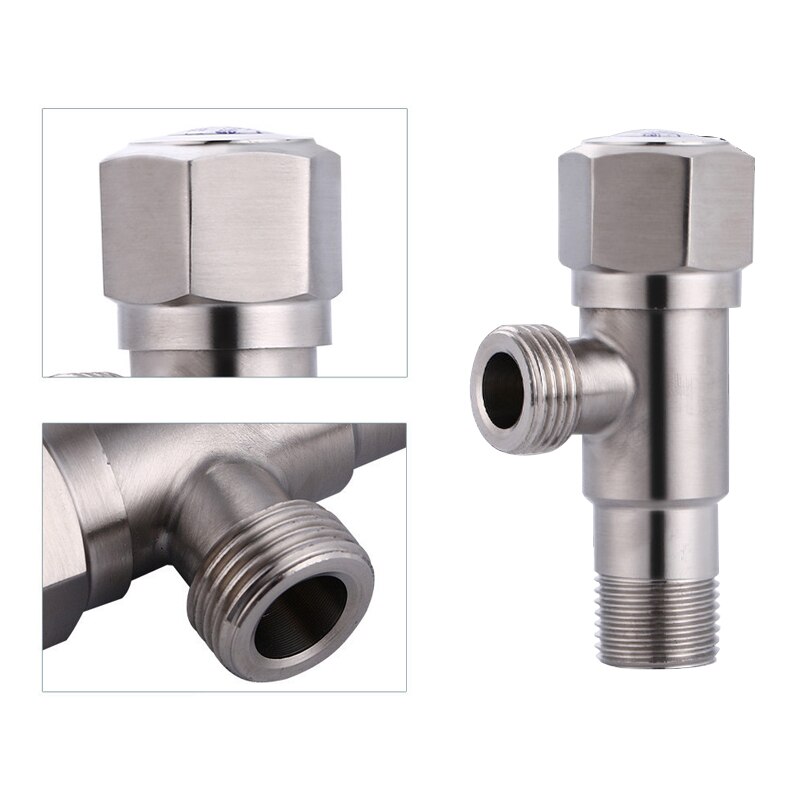 Stainless Steel Angle Valve G1/2 Thread Triangle Valve and Cold Water Valve Bathroom Connector for Toilet Basin Water Heater