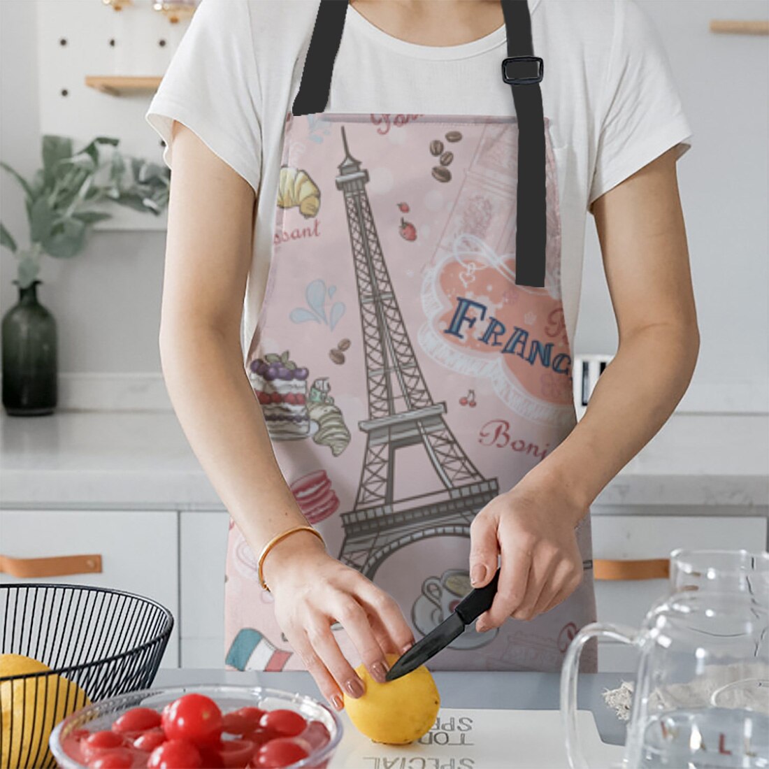 Forklæde kit paris lyserød retro eiffeltårnet køkken bib ovn handsker til madlavning havearbejde kvinde børn forklæder manchet bagning tilbehør