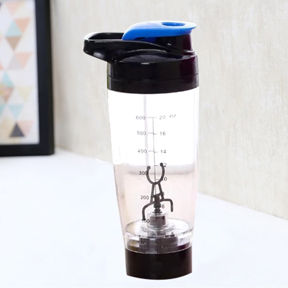 Protein Shaker Bottle Mixer Blender Battery Operated Portable Stirring Blender Cup 600ml (Black)