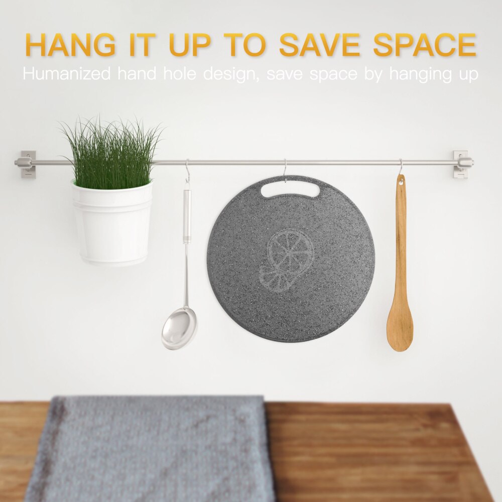 1Pc Imitation Marble Chopping Block Plastic Cutting Board Round Rectangle Hangable Fruit Vegetable Chopping Board