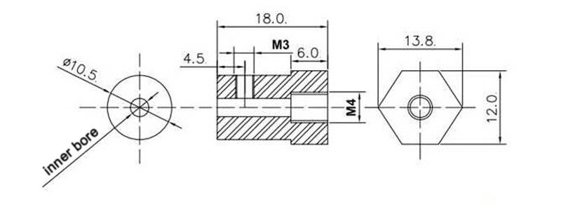 Bringsmart DC Gear Motor Coupling 3mm 4mm 6mm 8mm Inner Bore Gear Motor Hexagonal Coupling With Screw For DIY Toy Car Motor