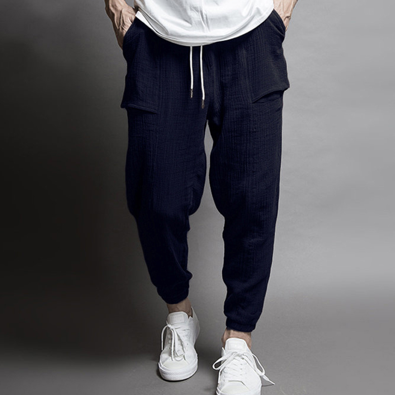 Casual Harem Joggingbroek Broek Mannenmode Hip Hop Katoen Linnen Broek Mannen Koord Pocket Losse Potlood Broek