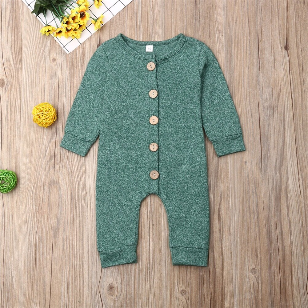 Macacão infantil de algodão, roupas de recém-nascidos para meninos e meninas, macacão de peça única para bebês de outono: green / 12 m