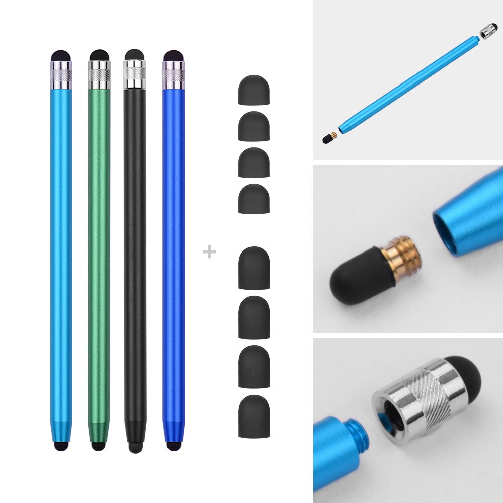 2 in 1 Universal Touchscreen Stylus Pen for All Touchscreen Tablets Cell Phones with 8 Extra Replaceable Soft Rubber Tips