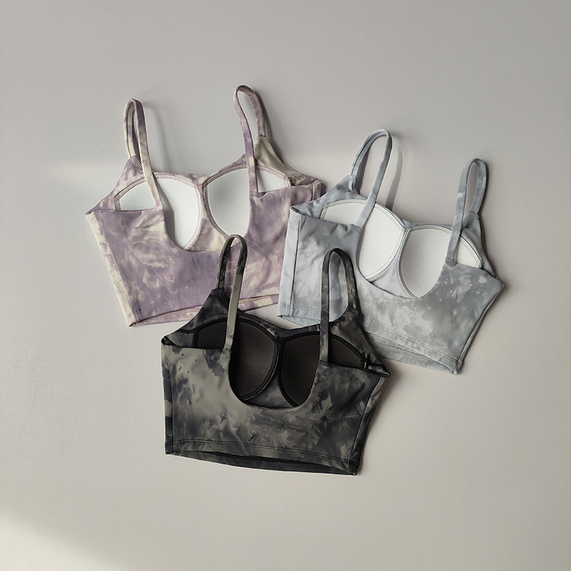 Batik-Einteiler-Tasse-Sportunterwäsche für Damen, hochstoßfest, zum Laufen, Schönheit, Rückenweste, Raffungs-BH, Fitness-Anzug, Yoga-Anzug