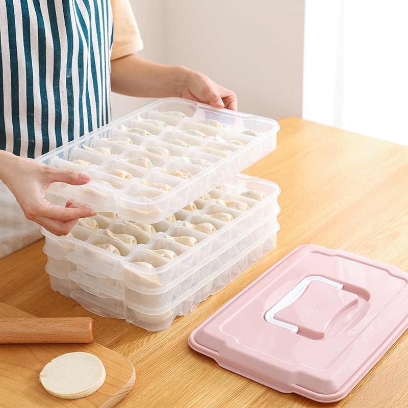 Multi-layer Dumplings Container Plastic Voedsel Doos Thuis Keuken Verse Luchtdichte Doos Koelkast Organizer