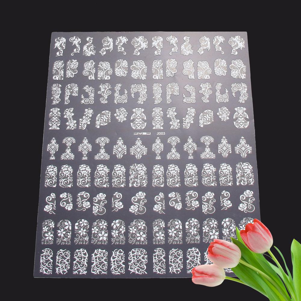 108Pcs 3D Diy Bloem Nail Art Stickers Bloem Water Transfer Nail Art Stickers Manicure Tips Decals Nail Art Decoraties: white