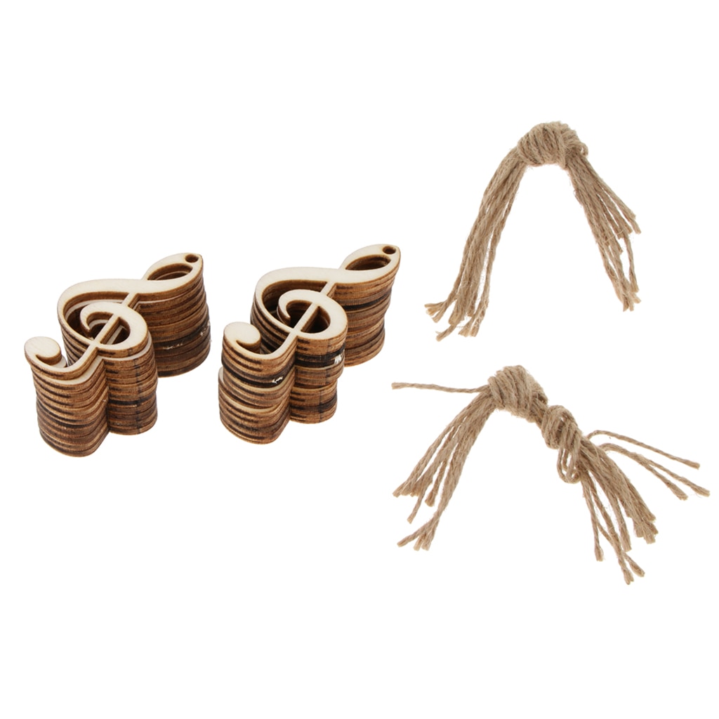 24PCS DIY Crafts Blank Wooden Embellishments Music Note Cutouts for Christmas Tree Party Home Decorations