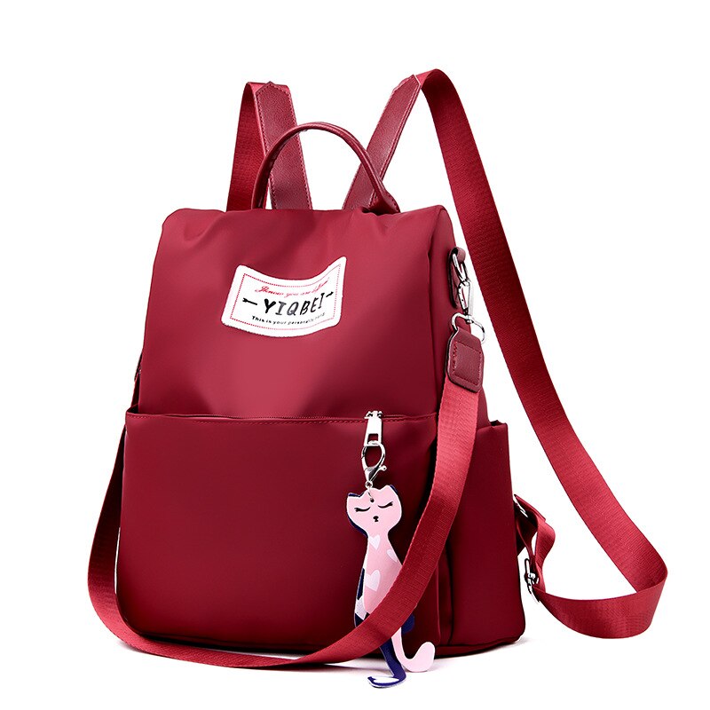 Moderna mochila antirrobo para mujer, de famosa, mochila de gran capacidad para mujer, bolso impermeable de , mochila Oxford para mujer: Rojo