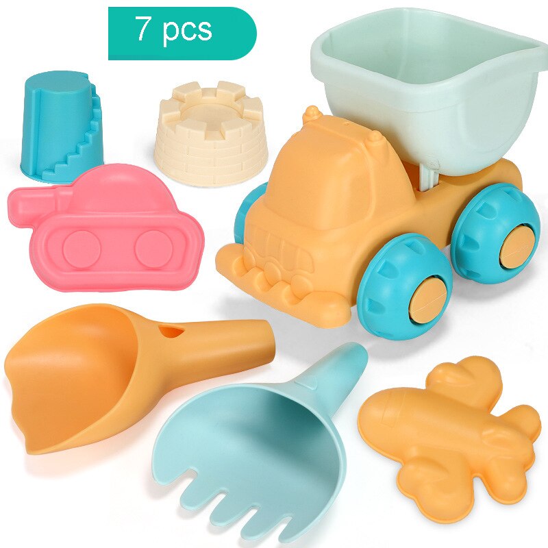Juguetes de playa para niños bebé playa juguetes de los niños Set de caja de arena Kit de juguetes de verano para juego de playa de arena de agua juego juguetes al aire libre: 7 pcs