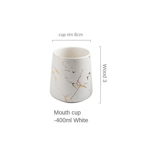Brossez vos dents ensemble de tasses de bain de bouche usage domestique céramique brosse à dents tasse fournitures de salle de bain ajouter couvercle marbrure artisanat exquis: White