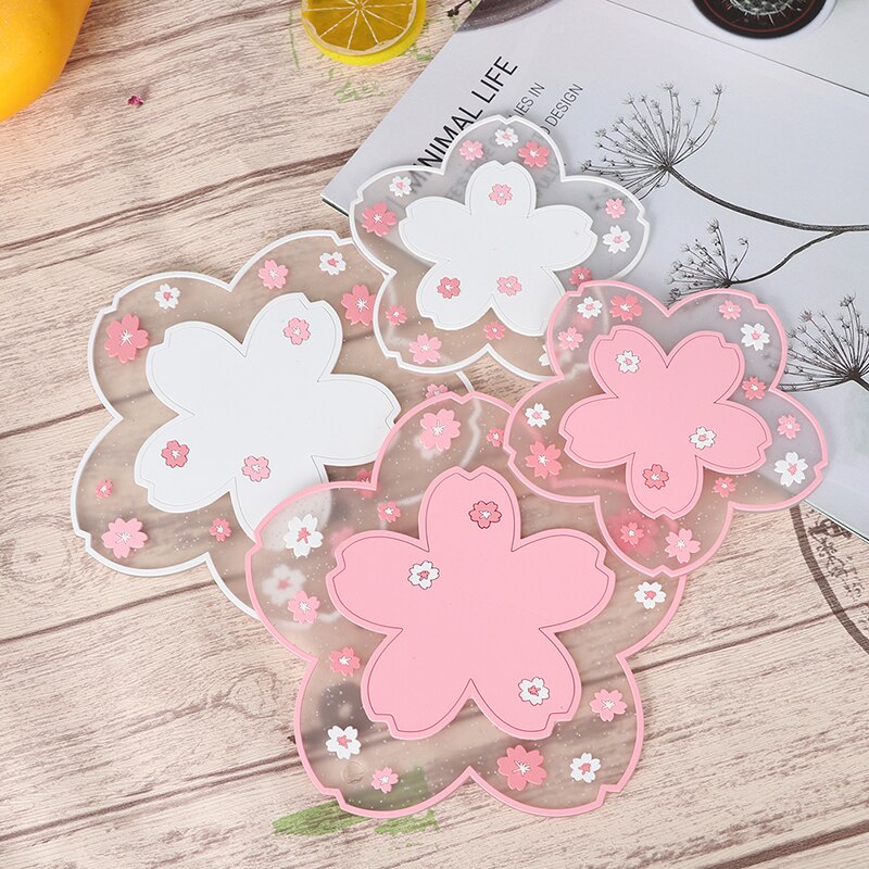 Estera de mesa de aislamiento térmico de flor de cerezo, alfombrilla antideslizante para taza de té, Oficina familiar