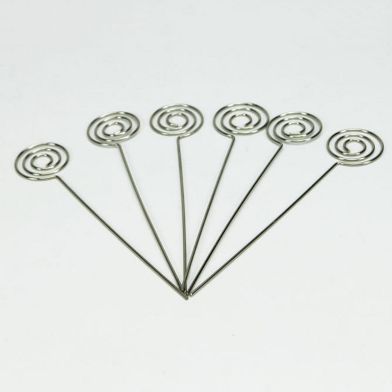 50/ pack plats korthållare pick, ring loop virvel tråd clip foto metall klämma för diy craft & making, notera memo hållare (silve