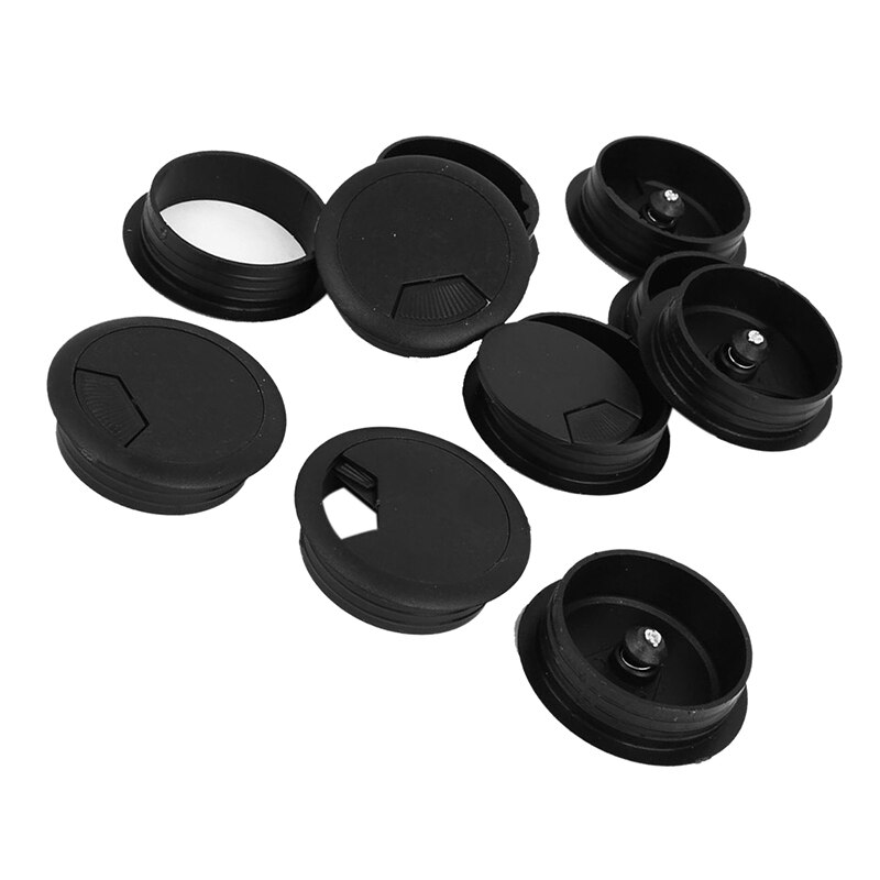 10 stk. rund plastdæksel kabelgennemføring huldæksel 50mm sort