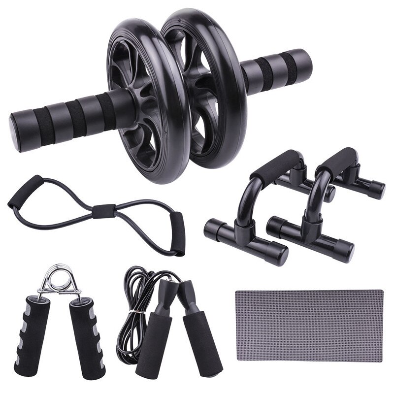 Xc-tewatwo rodillo de rueda Abdominal con soportes de empuje-ups cuerda de salto Ab rodillo mano fortalecedor entrenador muscular equipo de Fitness: Rojo