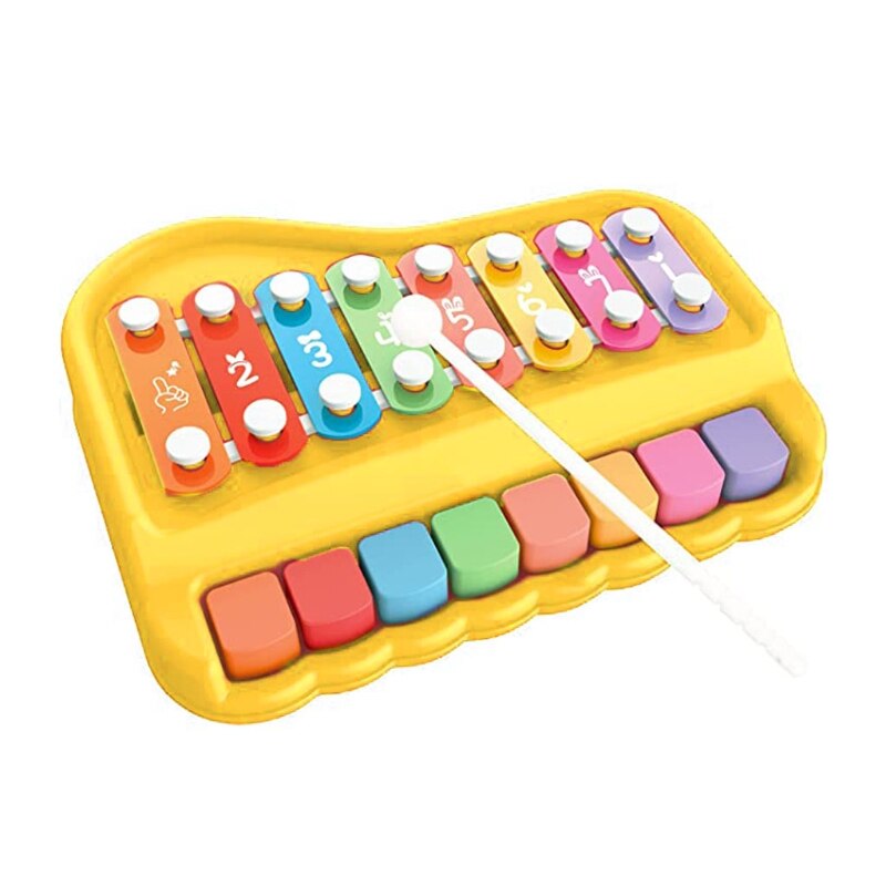 2 In 1 Baby Piano Xylofoon Met 8 Veelkleurige Toetsenbord Voorschoolse Educatief Musical Learning Instrument Speelgoed Voor