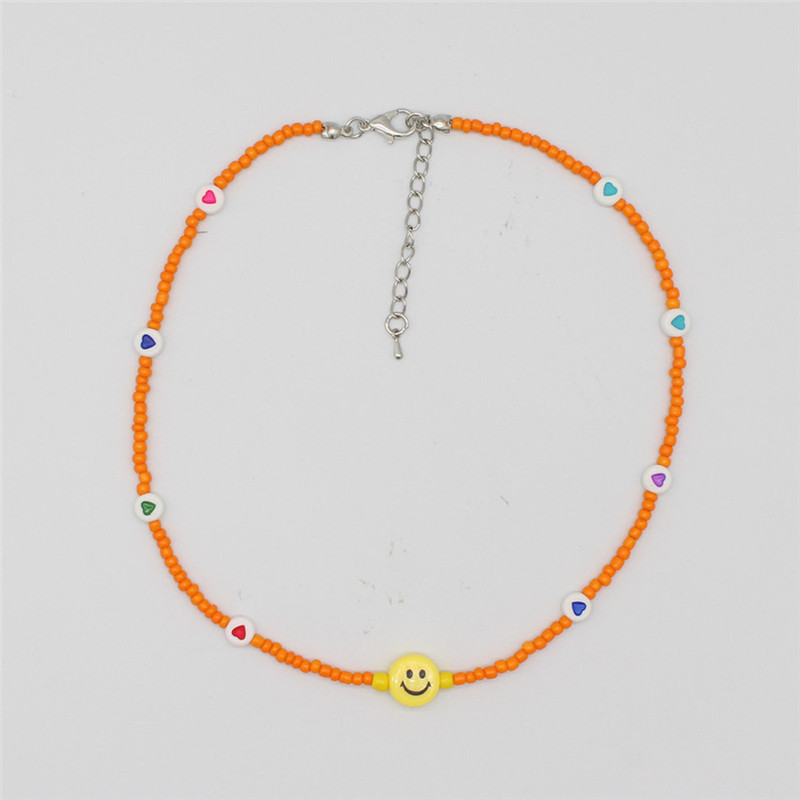 Bohemia Handmade Rainbow Beads Personality Random Color Heart Choker Necklace Women&#39;s Smiley Clavicle Collares Jewelry: 5