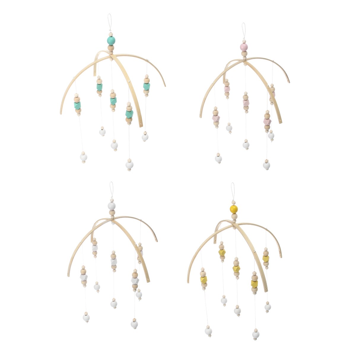 Wooden Baby Rattles Baby Crib Mobile Bed Bell Toy Hanging DIY Rotary Holder Arm Bracket Baby Room Decorative Wood Bead