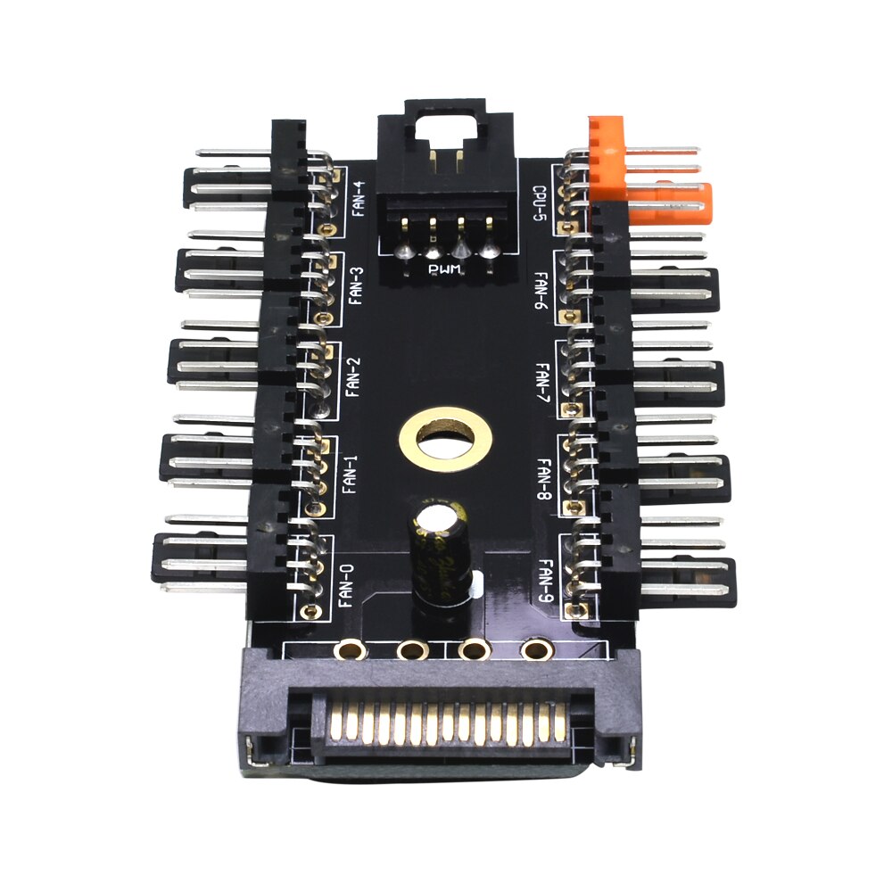 TISHRIC Upgrade Fan Hub 4Pin/SATA Chassis Fan Hub Molex Adapter Cooler Fan HUB Splitter Channel Hub of 4PIN/Sata Chassis Fan: SATA 10 ports