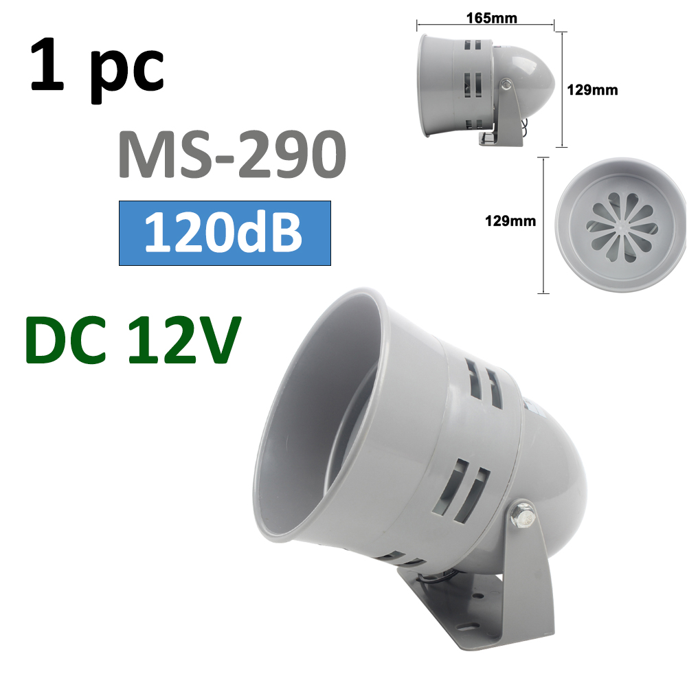 MS-190/290/390 DC 12V 24V 220V 110V rouge Mini sirène de moteur en métal alarme industrielle son garde électrique contre le vol 130dB: WHITE