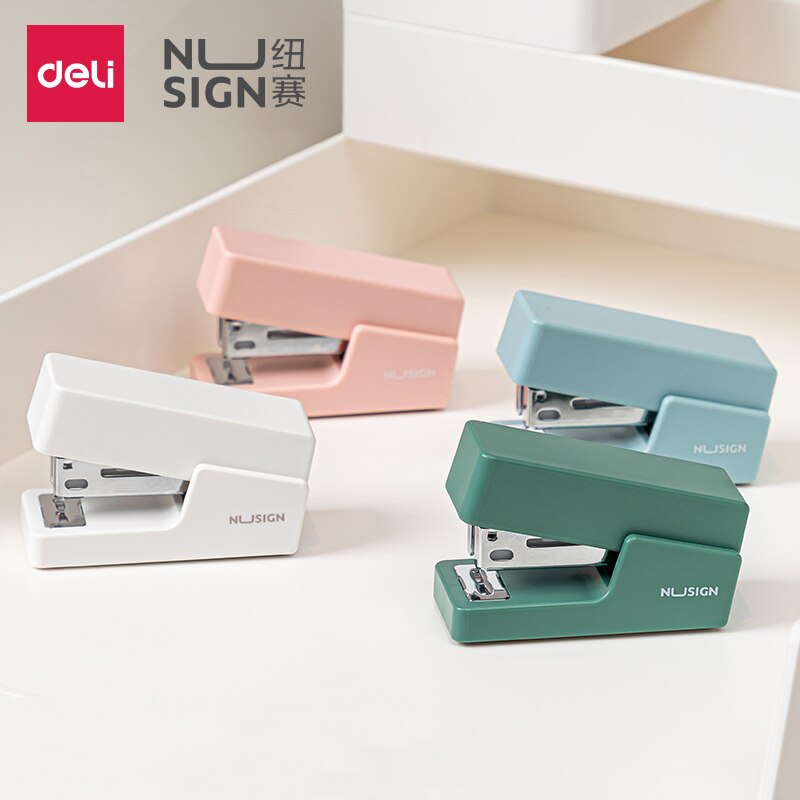 Deli Nusign Mini Small Stapler Portable Office Hand-held Labor-saving Stapler Binding Tool Students Stationery Accesorries