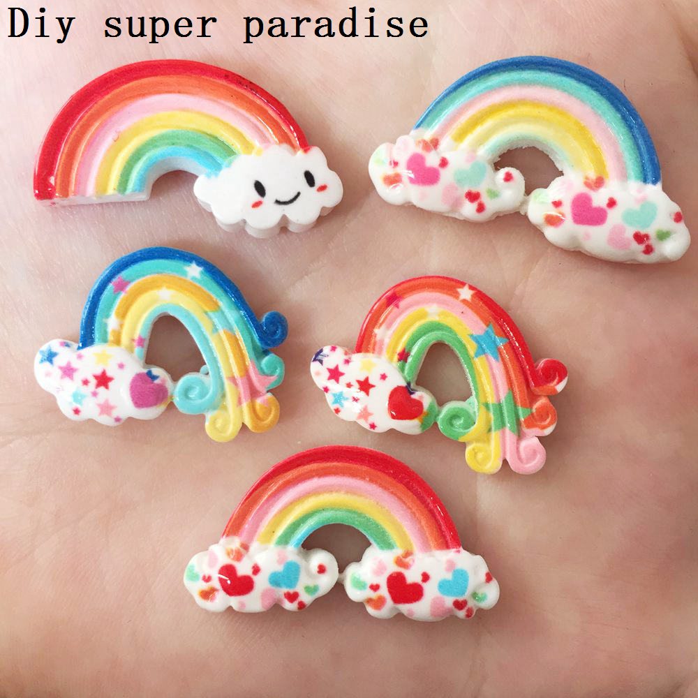DIY 10 Pcs Resin variety Rainbow Flatback stone child Manual works DIY scrapbook R31