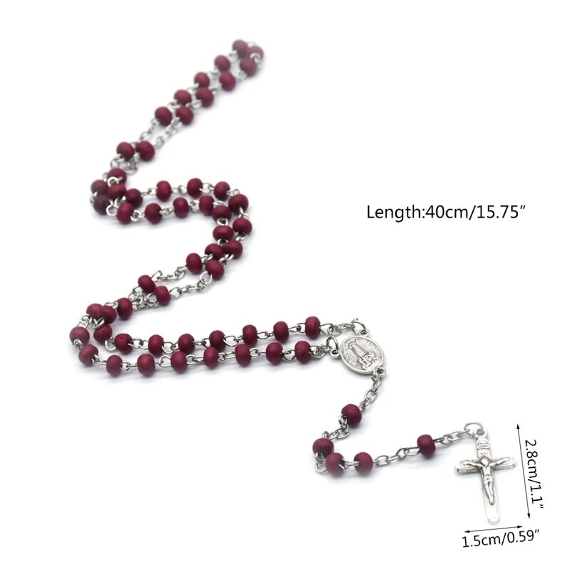 Xxfa Rose Geur Rozenkrans Kruis Ketting Set Ketting Met Opbergdoos Voor Religieuze Kerk Decoratie Houten Kettingen