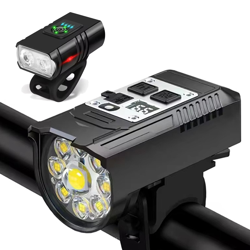 Bright Bicycle Light 9 LED Front Rechargeable MTB Mountain Bicycle Lamp Super Bright Bike Headlight Flashlight Cycling Scooter: Burgundy