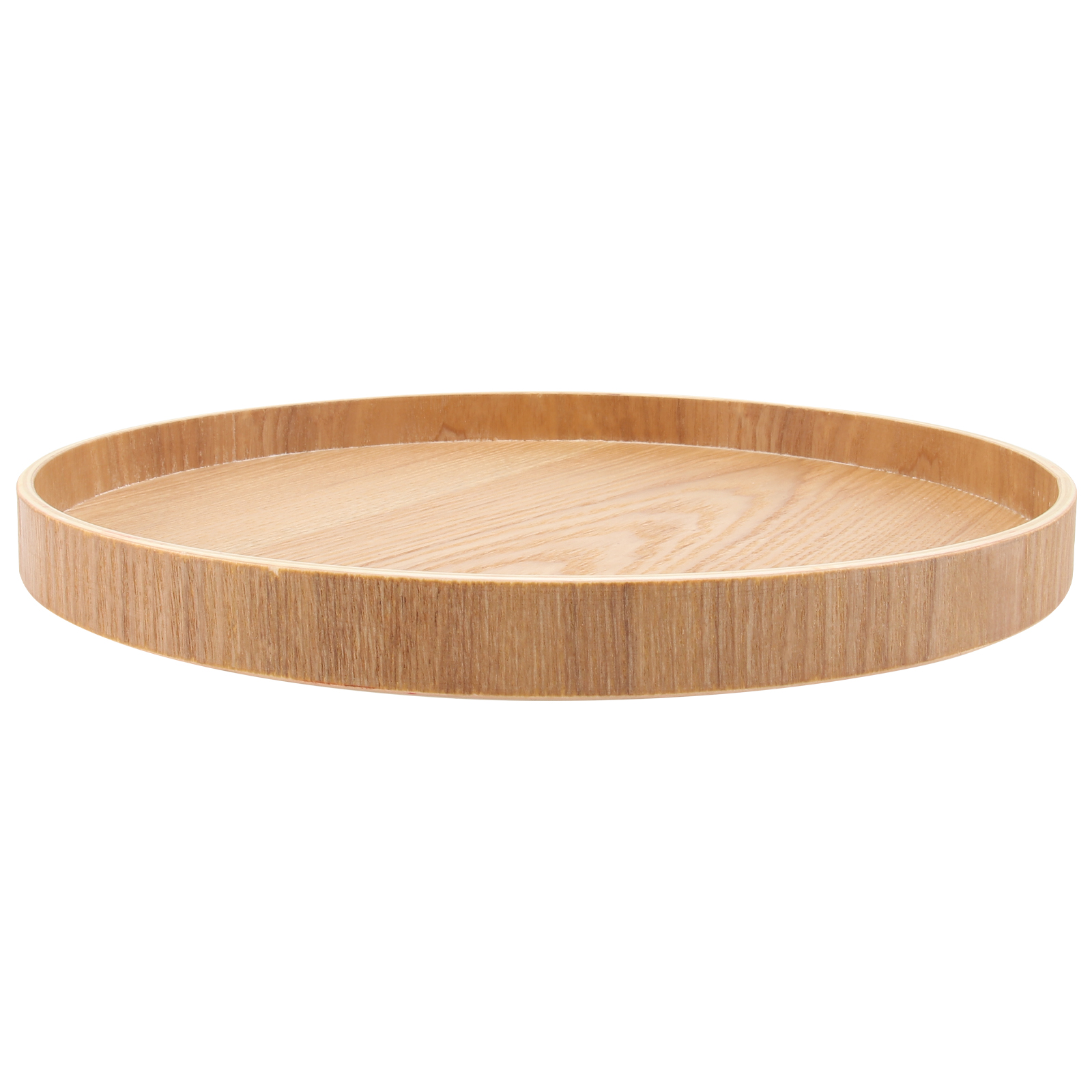 Bandeja redonda de madera sólida para fruta, bandeja para aperitivos (Color de tronco), 1 ud.