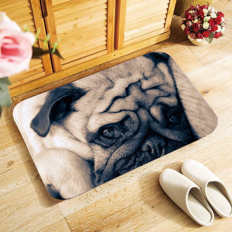 Adorkable Pug dogs printed doormat Entrance floor mats soft door mat antislip 40x60cm Bathroom Mats, Canis lupus familiaris QX: 8
