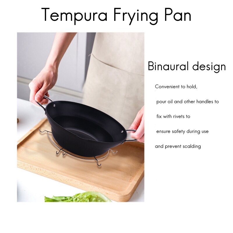Easy Pour Non Stick Coating Tempura Fryer Pot with Oil Drip Drainer Rack Japanese-style Mini Deep Fry Pan