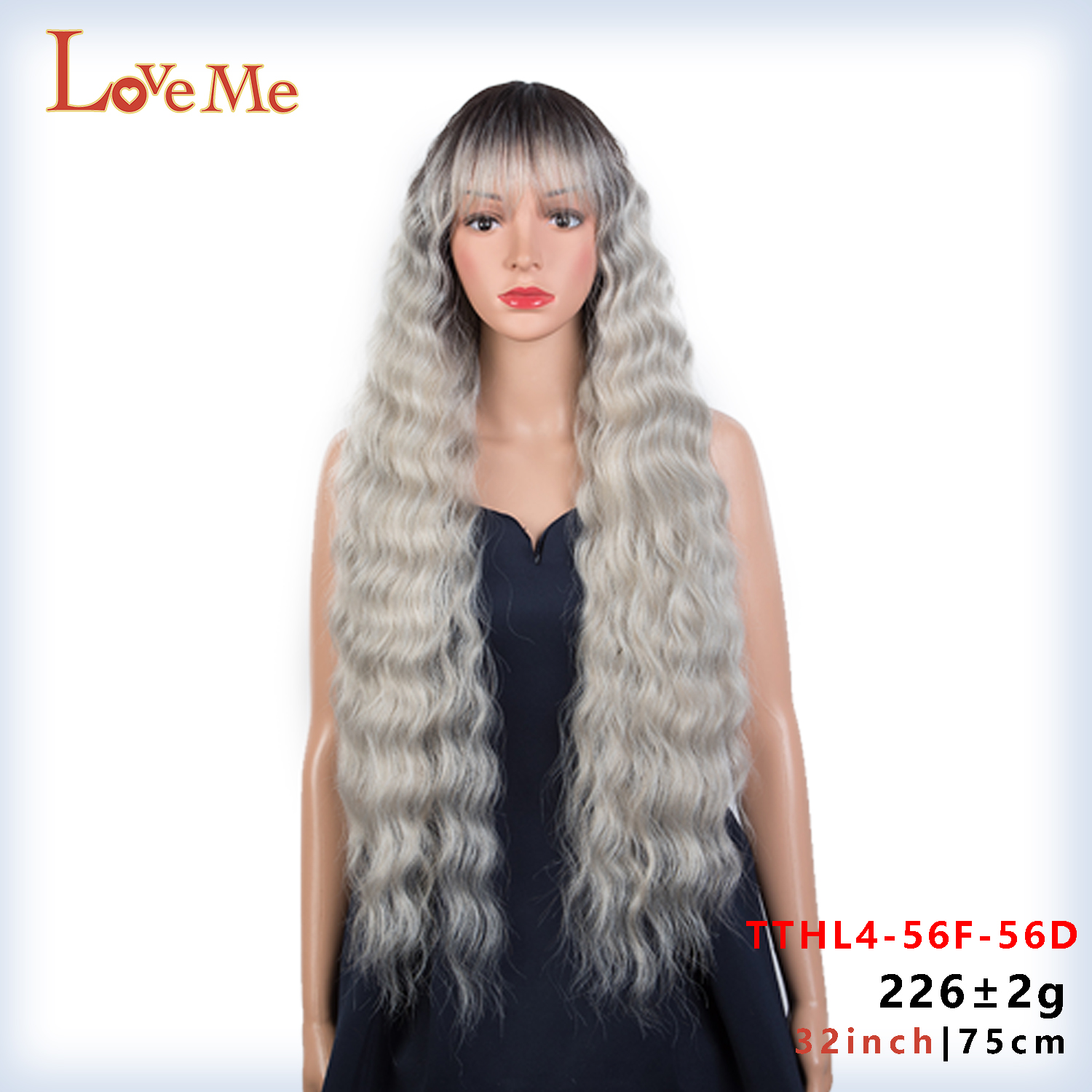 Love Me Lange Diepe Golf Synthetische Pruik Met Pony Ombre Blonde Regenboog Gekleurde Cosplay Pruiken Voor Zwarte Vrouwen Hittebestendige fibre: TTHL4-56F-56D