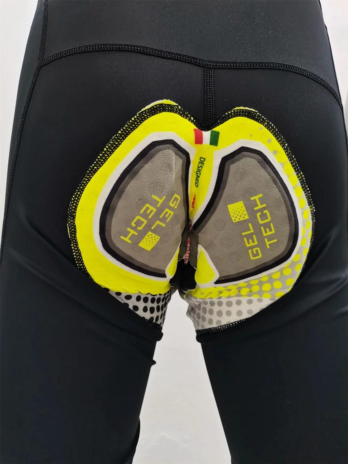 Herrecycling bib shorts lycra stof upf 50 ben syning italiensk bælte 4.0 gel pad til lang tid ride