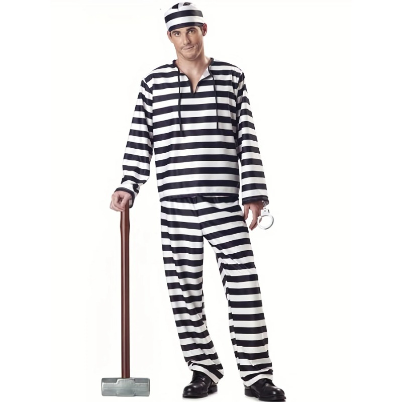 High Stretch Prisoner Costume for Makeup Party stage Performance ClothingMen's Party Costume