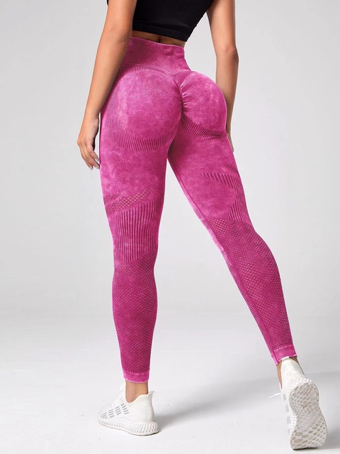 Women Leggings Washing Yoga pants Bubble Butt Push Up Fitness Legging High Waist Scrunch Tight Mujer Gym Seamless Legging: L / Blue