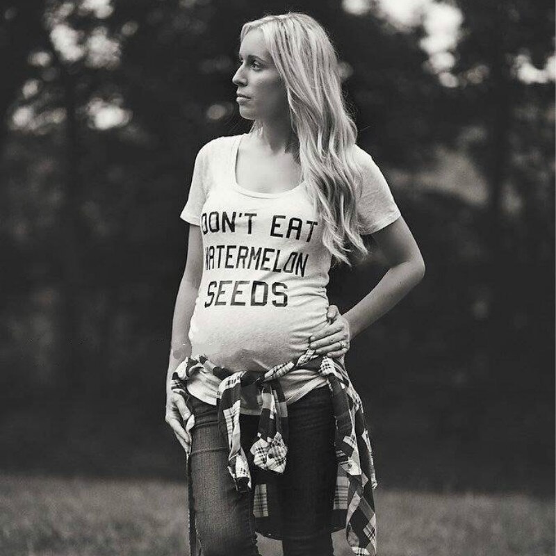 knapp nicht essen Wassermelone Samen Druck Mutterschaft Kleidung oben T Frauen Schwangerschaft Kurzarm T Hemd für Schwangere Grau t-Shirt