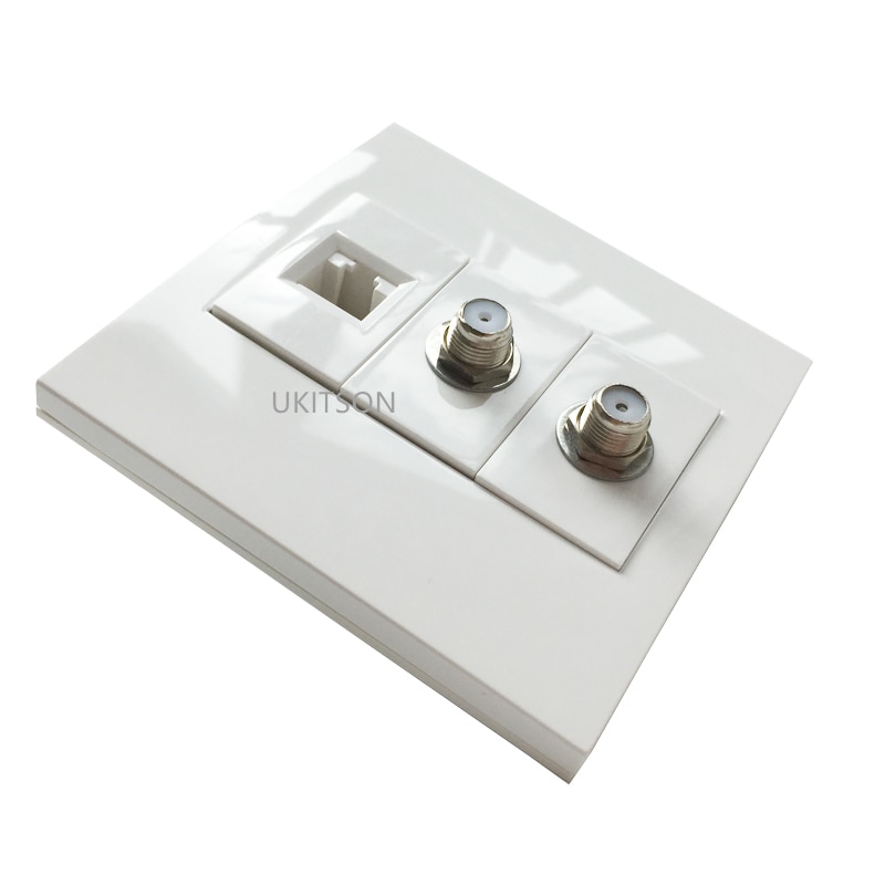 Hunn til hunn katt 6 rj45 lan stikkontakt med 2 rf hode tv støpsel dtv støpsel frontplate 86 x 86mm